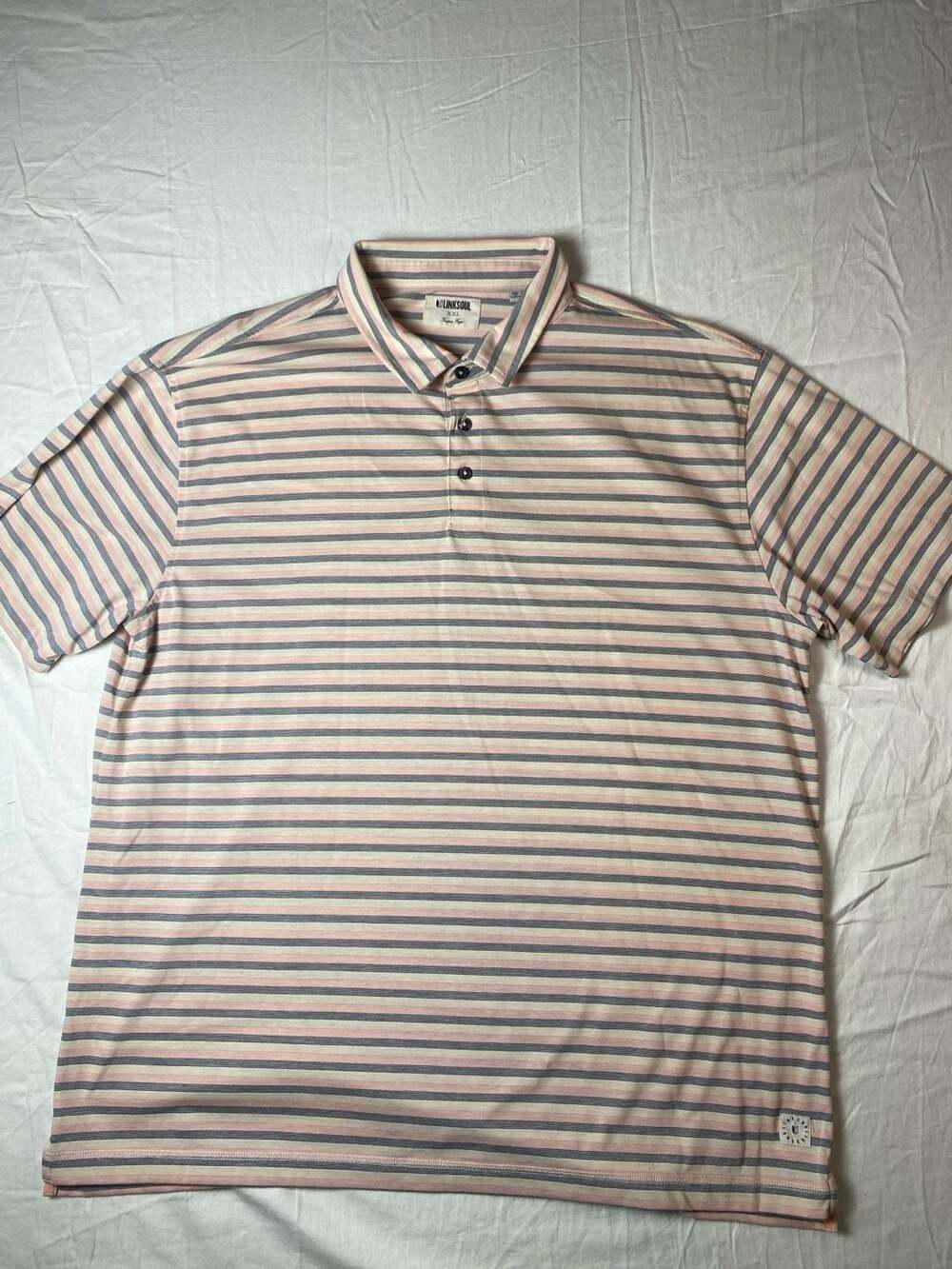 LINkSOUL Men's Multi-Color Striped Golf Polo XXL Blackhawk Embroidery (0079)